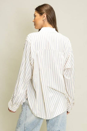 Brown Sophisticated Stripe Blouse