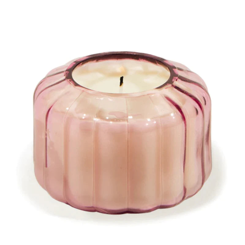 Ripple Pink Glass Candle In Scent "Desert Peach"