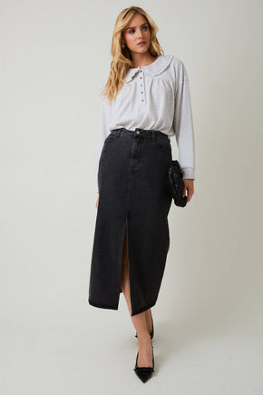 Mélange Thermal Long Sleeve Button Up Top