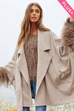 Plus Beige Heavy Knit Jacket