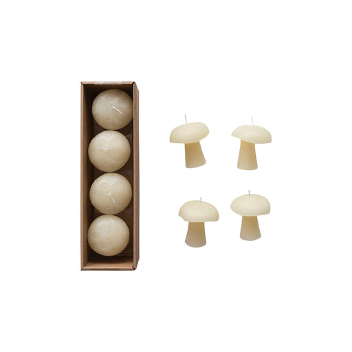Cream Unscented Mushroom Shaped Candle Set