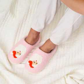 Fuzzy Santa Holiday Slippers