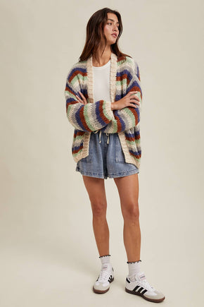 Multi-Striped Sweater Cardigan