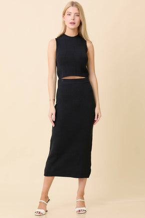Black Midi Sweater Knit Skirt