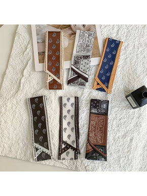 White French Elegance Vintage Paisley Slim Scarf