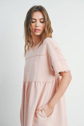 Washed French Terry Short Sleeve Dress