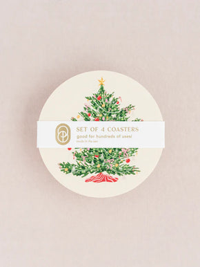 Festive Christmas Tree Coaster Set