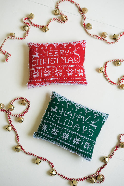 Cross Stitched Christmas Pillow