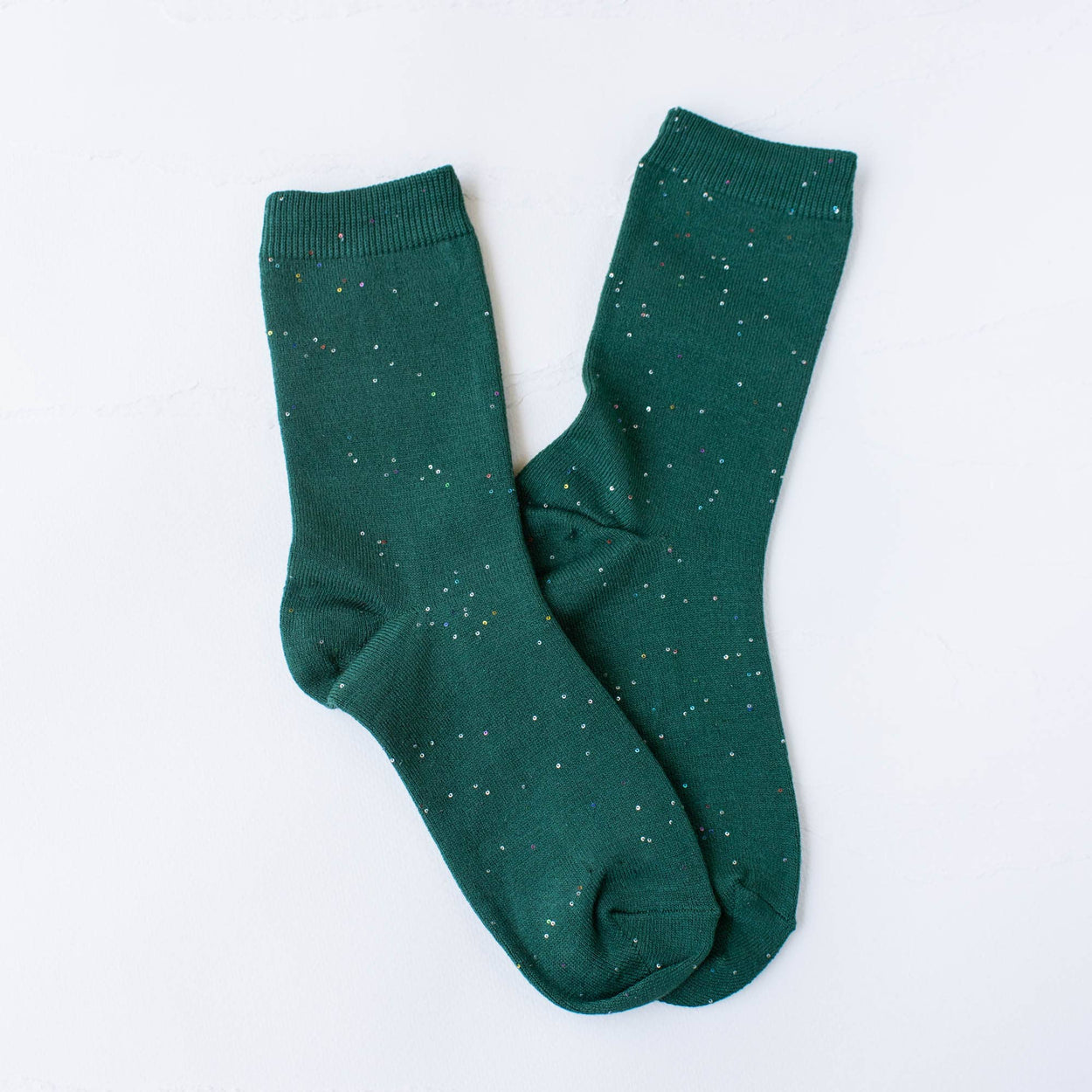 Green Holiday Glitter Socks