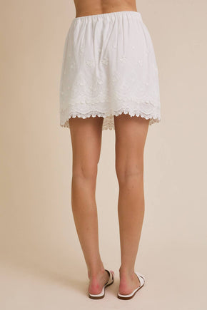 Cotton Eyelet Skirt With Lined Skirt