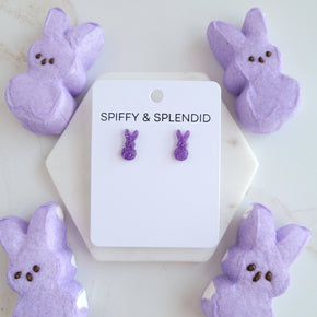Purple Glitter Bunny Studs