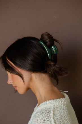 Glossy Green Fall Curved Claw Clip