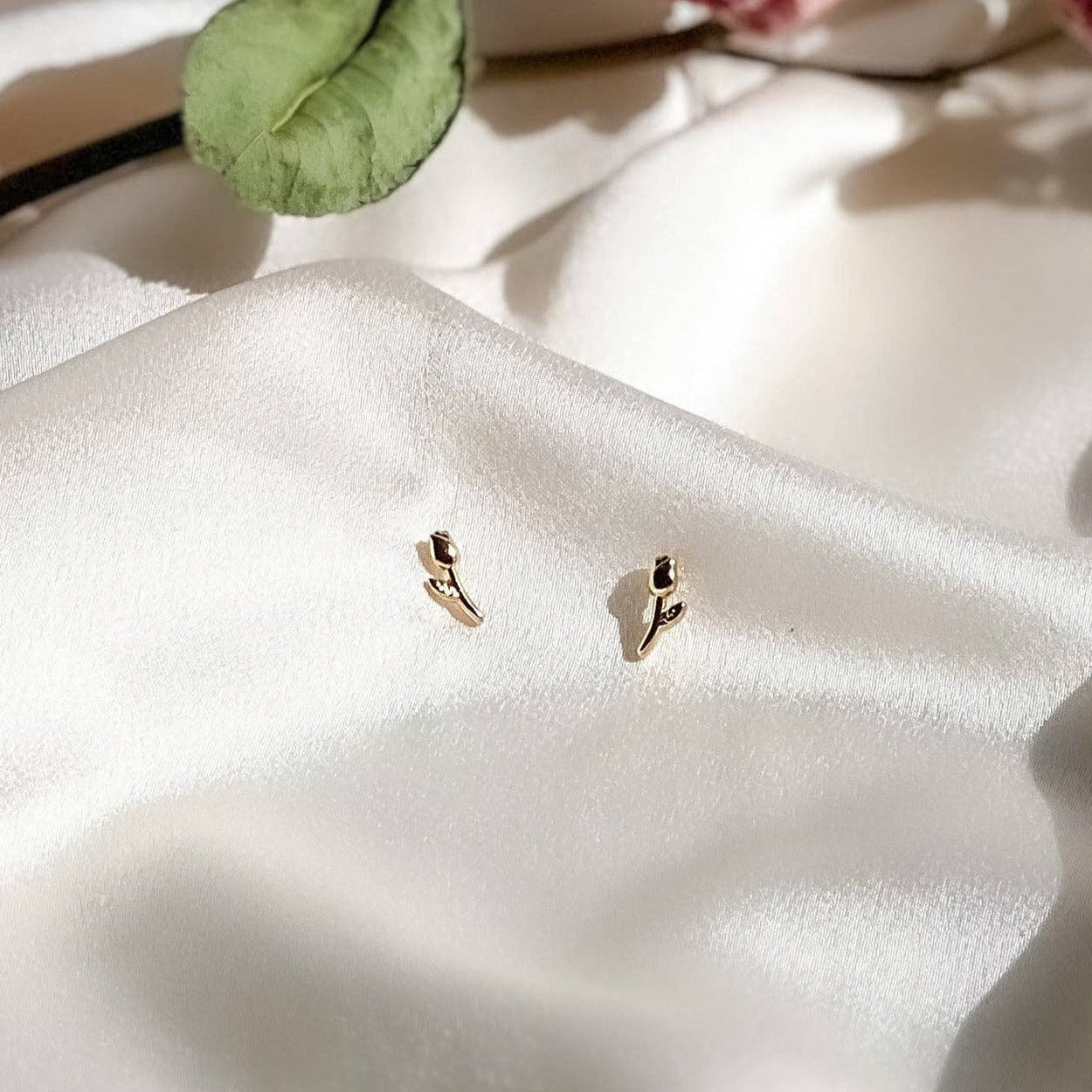 Delicate Rose Stud Earrings