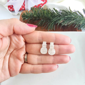 White Shimmer Snowman Studs