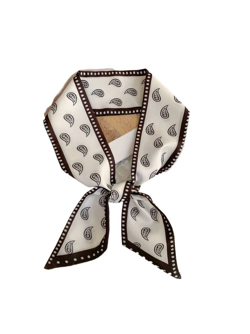 White French Elegance Vintage Paisley Slim Scarf