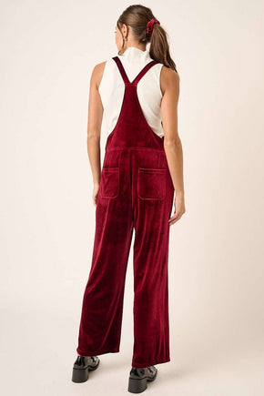 Wine Velvet Overalls