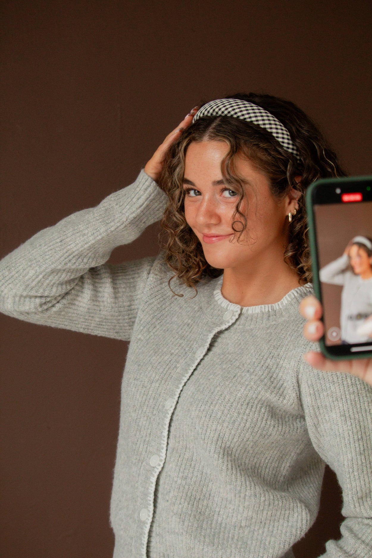 White & Black Checked Headband