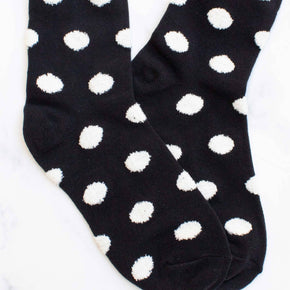 Dark Green Women's Polka Dots Puff Casual Socks