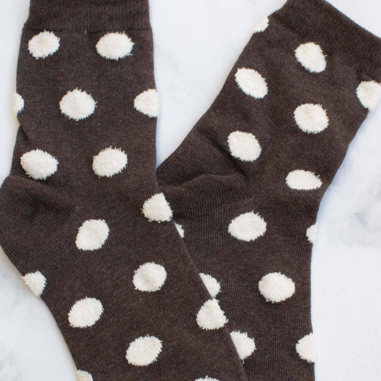 Dark Green Women's Polka Dots Puff Casual Socks