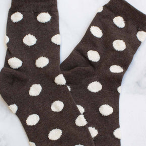 Dark Green Women's Polka Dots Puff Casual Socks