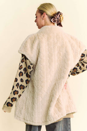 Cream Single Breasted Fuzzy Fur Vest