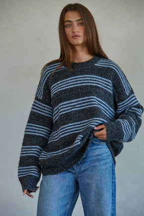 Charcoal Blue Striped Sweater