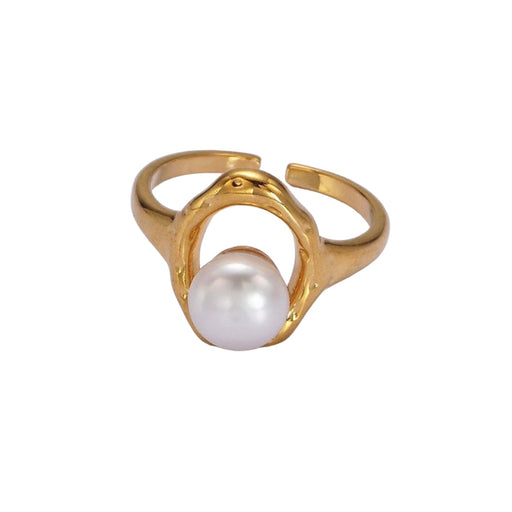 Pearl Open Oblong Gold Ring