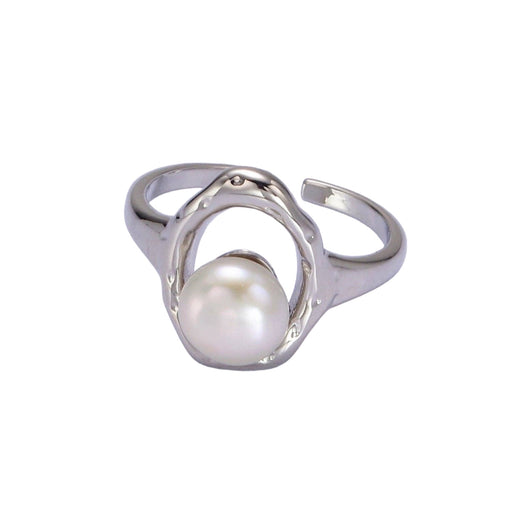 Pearl Open Oblong Silver Ring