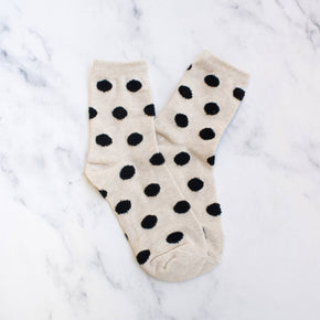 Dark Green Women's Polka Dots Puff Casual Socks