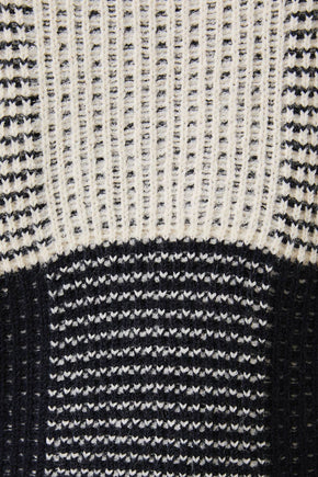 Cream & Black High Neck Wide Shoulder Top