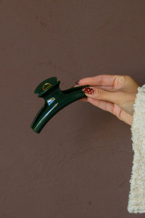 Glossy Green Fall Curved Claw Clip
