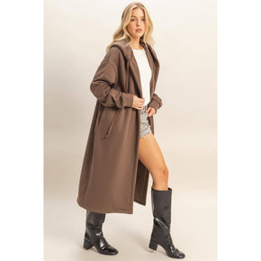 Grey Fleece French Terry Hood Coat