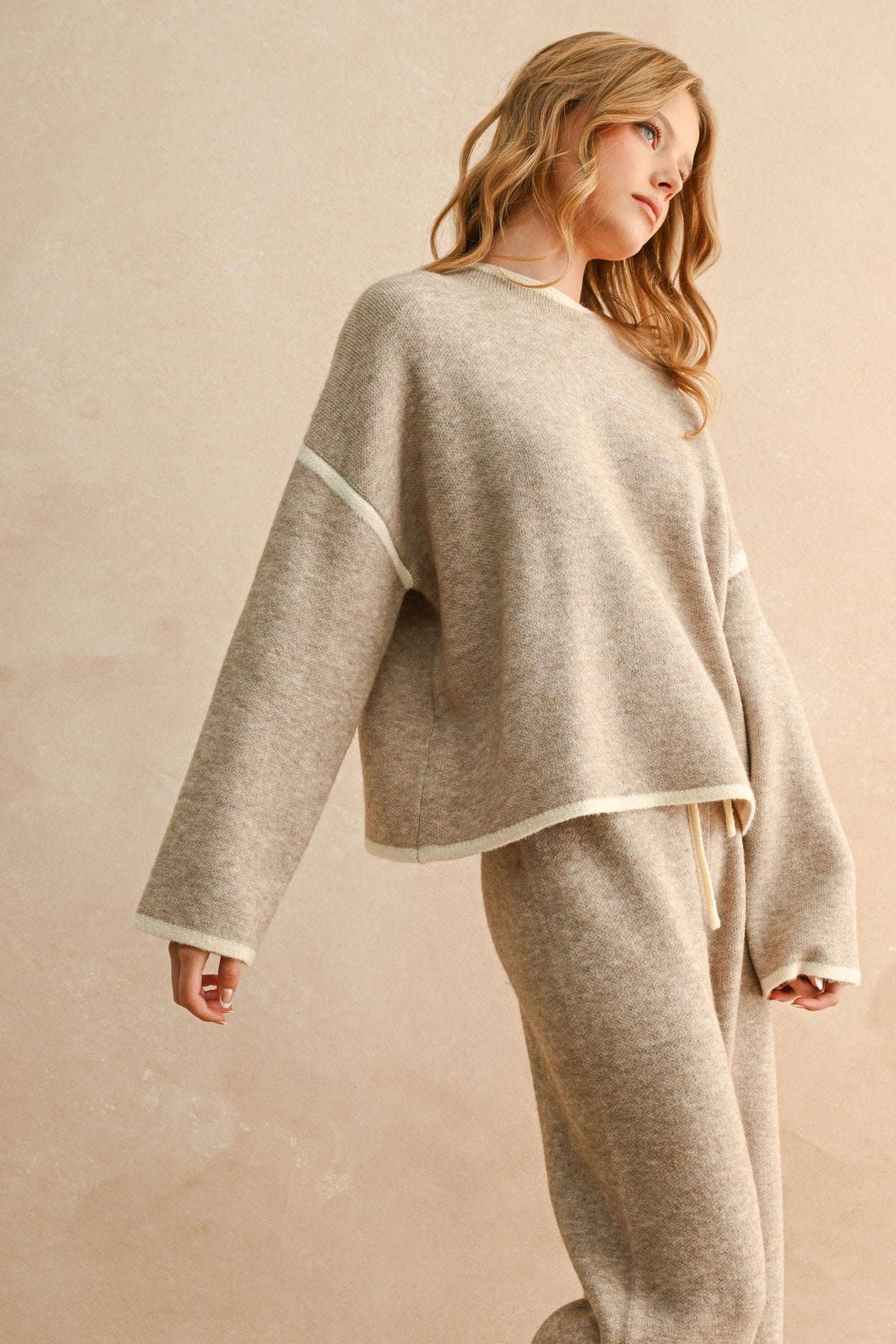 Mocha High Neck Long Sleeve Sweater Top