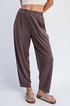 Espresso Mineral Washed Pleated Cocoon Pant