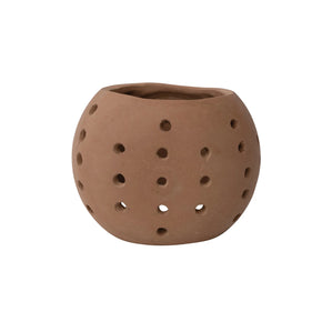 Handmade Terracotta Candle Holder With Cut Outs