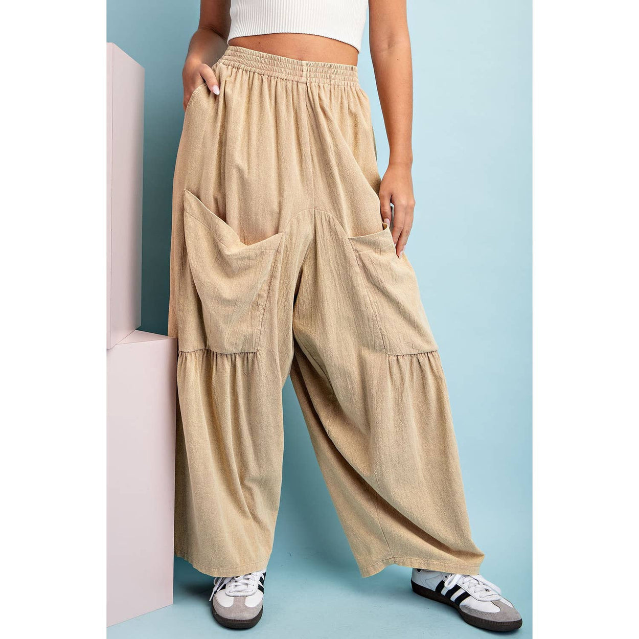 Taupe Mineral Washed Wide Leg