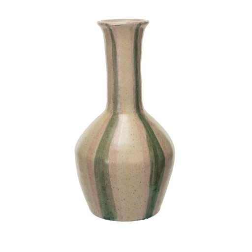 Hand Painted Terracotta Vase With Stripes