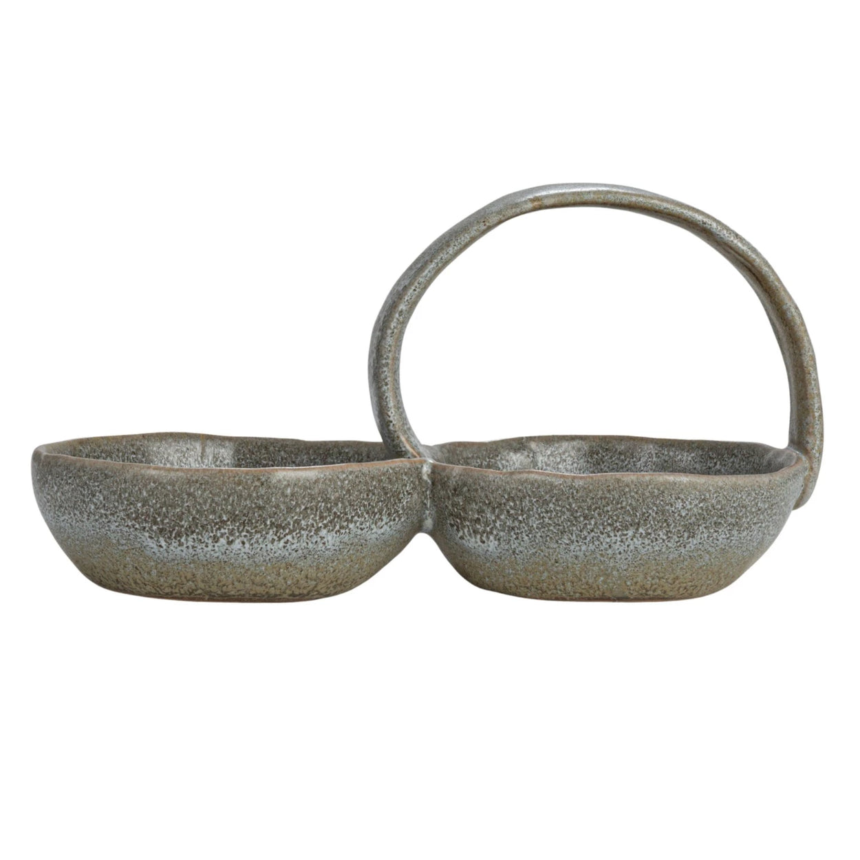 Stoneware Double Bowl With Handle