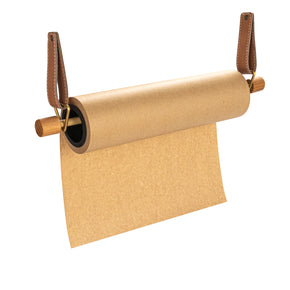 Wood Wall Mounted Paper Dispenser With Straps & Paper Roll