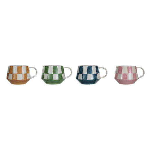 Stoneware Mug With Check Pattern