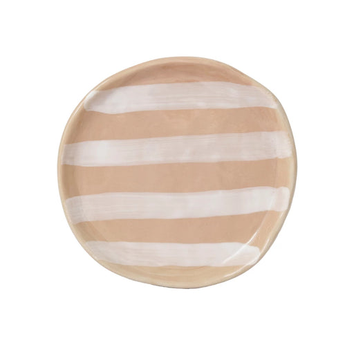 Hand Painted Stoneware Plate With Stripes