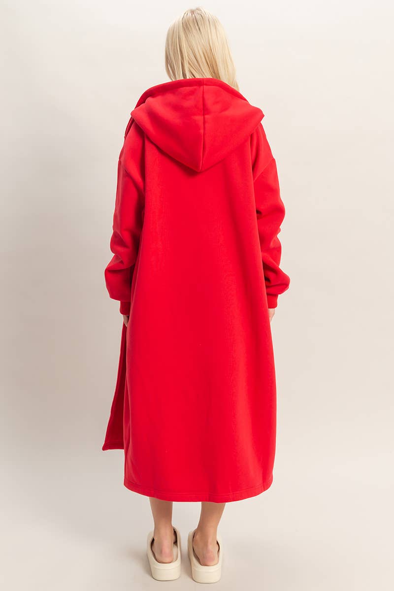 Grey Fleece French Terry Hood Coat