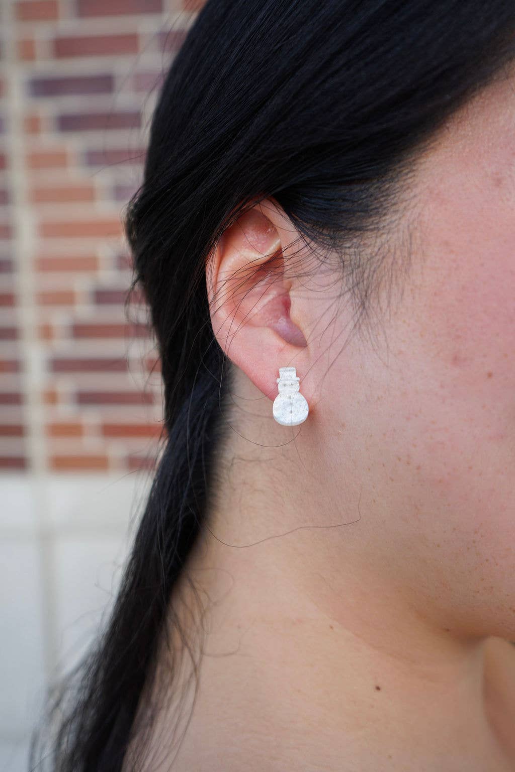 White Shimmer Snowman Studs