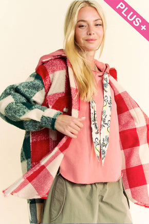 Plus Plaid Chest Pocket Shacket