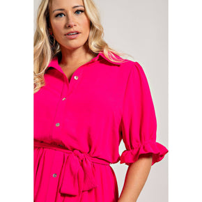 Plus Fuchsia Button Down Maxi Dress