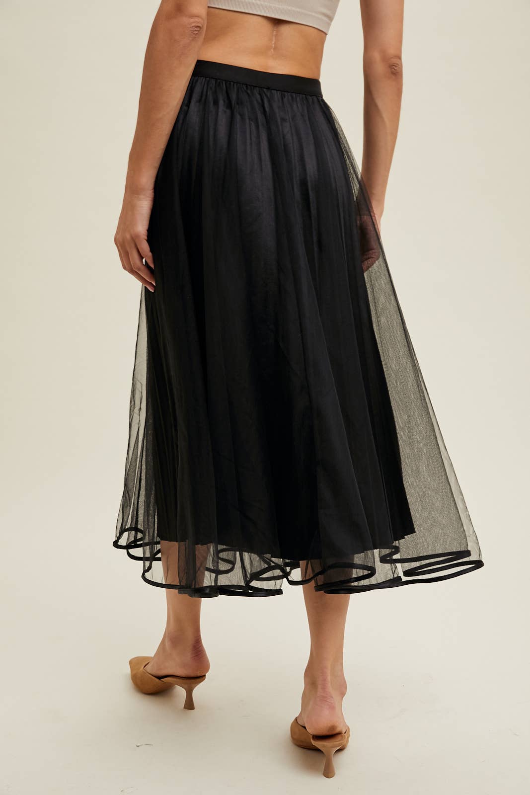 Black Tulle Midi Skirt