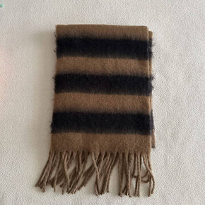 Brown & Black Stripe Scarf Thick Winter Wrap