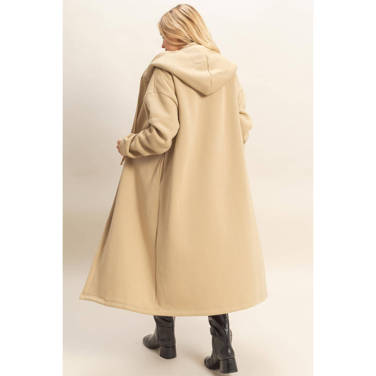 Grey Fleece French Terry Hood Coat