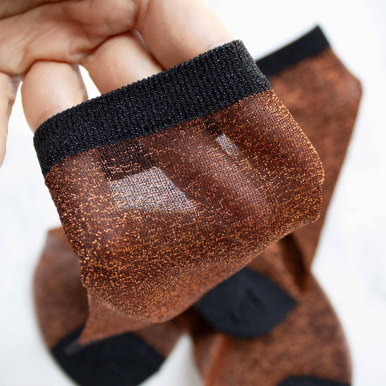 Rust & Black Women's Two Tone Glitters Socks