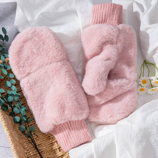 Pink Snow Cozy Mittens Gloves